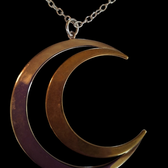 RLM Studio Robert Lee Morris sterling silver and brass open crescent moon pendan - Picture 6 of 12